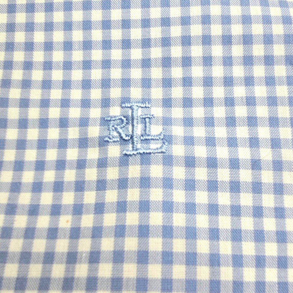 Lauren Ralph Lauren Shirt Womens L Blue Cotton Gingham Non-Iron Button Up Preppy - Picture 9 of 11